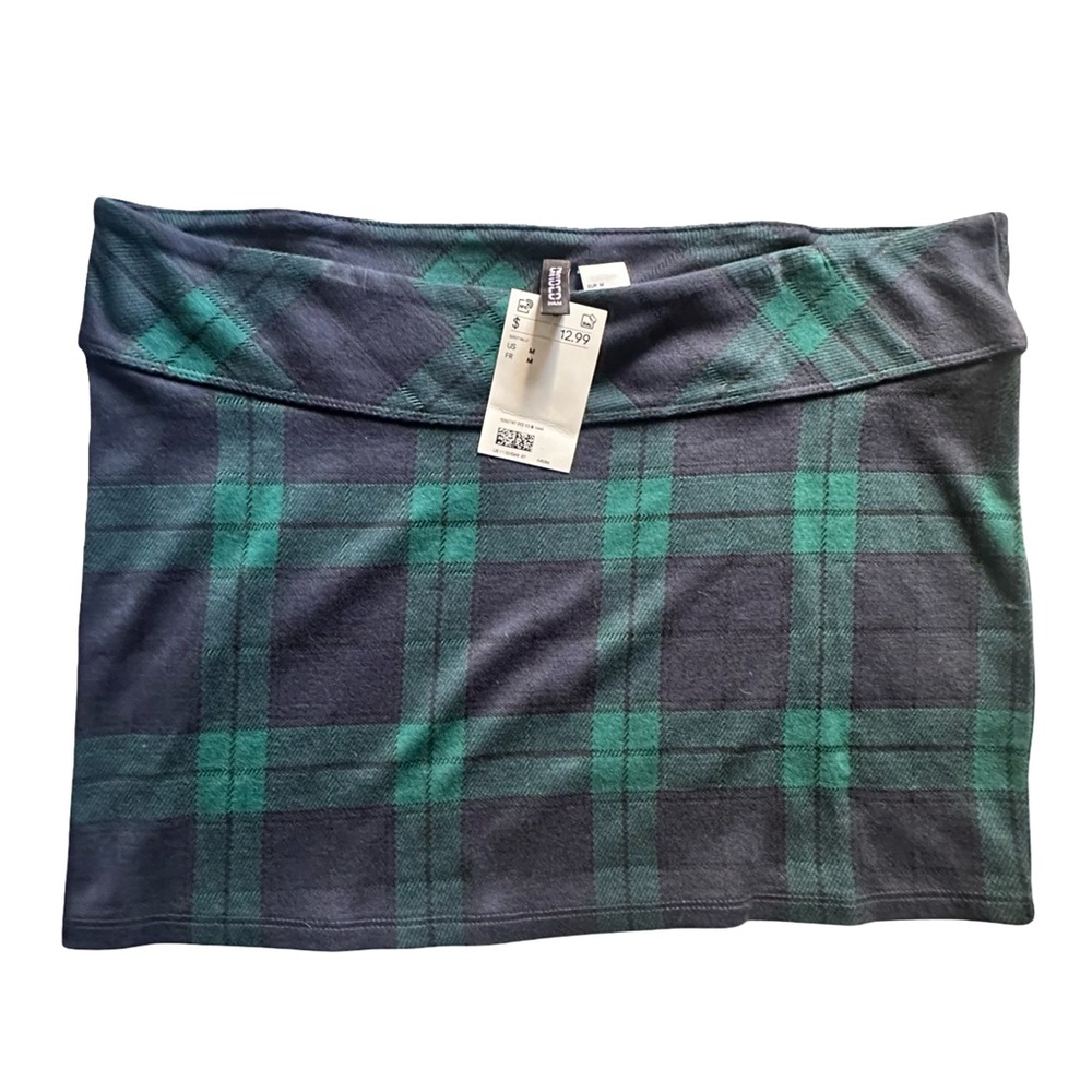 *NWT* H&M Green and Gray Plaid Mini Skirt